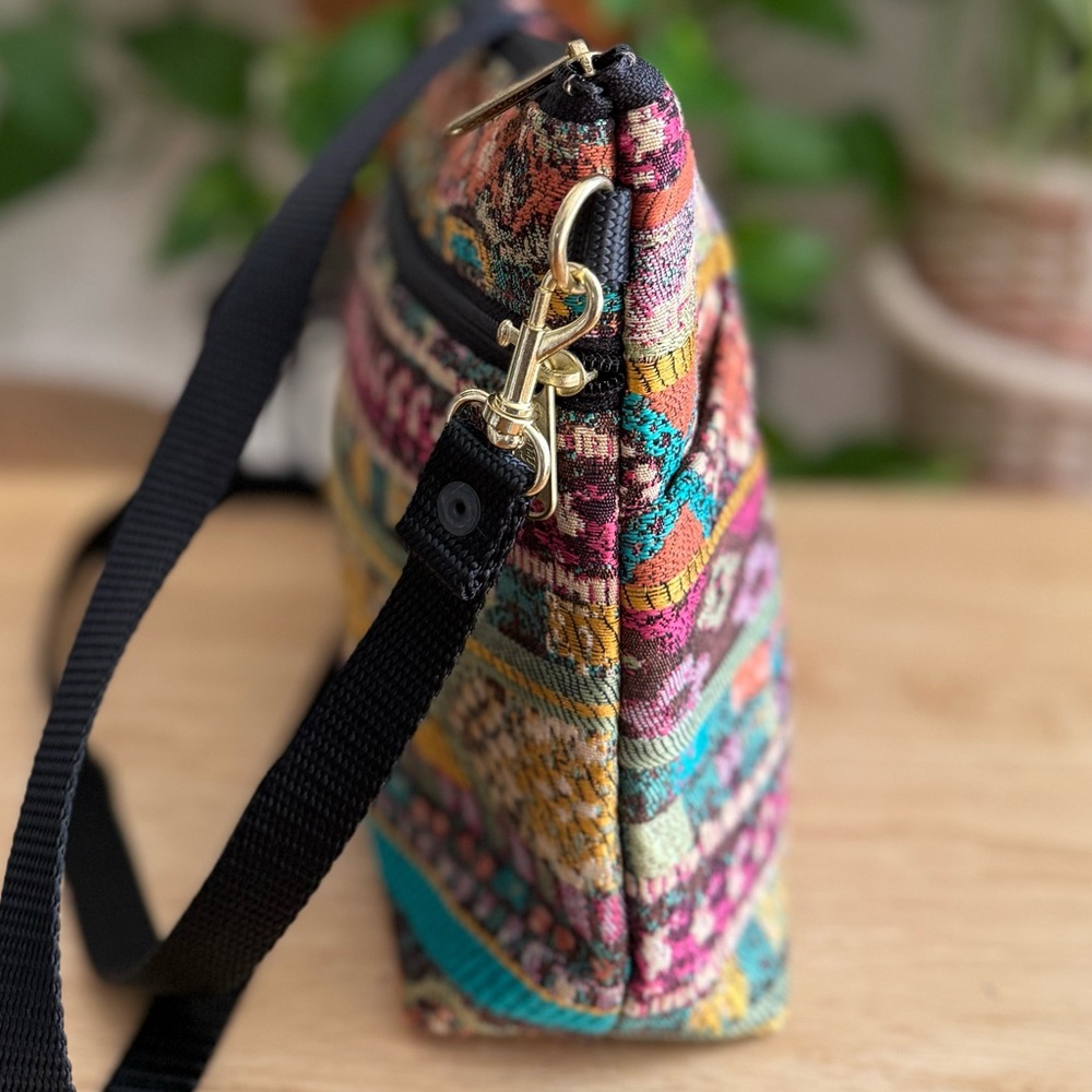 Danny K Boho Tapestry Crossbody Shoulder Bag Multicolor Made in USA Artisan Folk - Picture 6 of 16